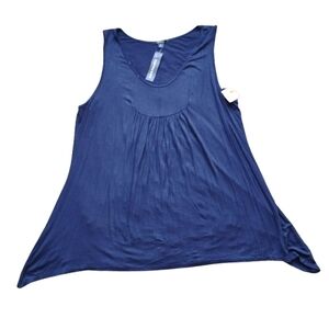 NWT Espresso 2X Navy Sleeveless A-Line Top – Scoop Neck, Gathered Yoke, Flowy